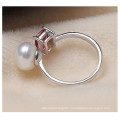 Resizable Pearl Ring 925 Silver Pearl Ring 8-9mm Button AAA Women ′s Pearl Rings